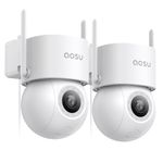 AOSU 2 Pack Wired Outdoor Security Camera - 3K Smart 24/7 Recording Camera Surveillance Exterieur WiFi Camera with Sound Light Alerts, 360° View, Auto-Tracking Camera for Home (2.4Ghz Wi-Fi Only)