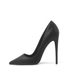 Elisabet Tang Women Pumps, Pointed Toe High Heel 4.7 inch/12cm Party Stiletto Heels Shoes Matte Black Bottom 9.5