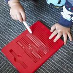 Chocozone Red Magnetic Drawing Board Magnetic Pads - Erasable Magna Doodle Writing Drawing Pad for Kids - includes a Pen & 10 Pattern Cards (380 Magnets)