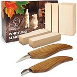 BeaverCraft Wood Carving Kit S16 - Whittling Wood Knives Kit - Widdling Kit for Beginners - Wood Carving Knife Set Wood Blocks Blank (Whittling Knives Kit)