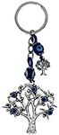 LUCKBOOSTIUM Silver Tree with Evil Eyes Keychain Ring - For ​Protection & Blessing - Home Keys, Purse & Bags Decorative Things & Accessories - Car Ornaments for Rear View Mirro