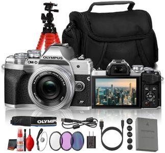 Olympus OM-D E-M10 Mark IV Mirrorless Camera Silver with M.Zuiko 14-42mm EZ Lens, 20.3MP Sensor, 4K Recording, 5-Axis Stabilization, Travel Photography Camera (Bundle)