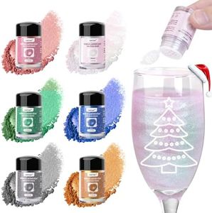 CRPTHE 6 Colors Luster Dust Edible Set, Edible Glitter for Cocktails, Food Grade Glitter Shimmer Sprinkle Powder for Drinks, Baking, Beverages, Cakes, Strawberries, Cookies, Fondant, Vegan(5g/Bottle)