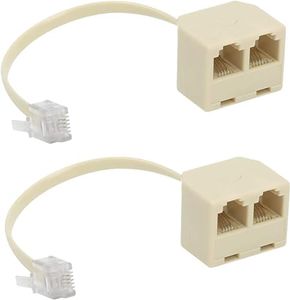 KEWAYO 2PCS Telephone Splitter, RJ11 Male to Female Two Way Telephone Splitter Converter Cable Splitter Adapter