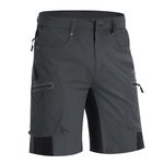 MAGNIVIT Men Cargo Shorts Casual Wear Shorts Twill Cargo Shorts Biking Shorts Work Capri Pants Classic-Fit Shorts Multi-Pocket Dark Grey