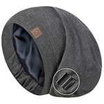 Hat Hut Silk Satin Sleep Cap Bonnet Hair Cover for Sleeping Silk Lined Beanie Hat for Natural Curly Hair Adjustable Night Cap (Dark Grey 1)