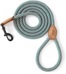 Mile High Life Rope Leash with Genuine Leather Connection, 6 FT/5 FT/4 FT, Heavy Duty Dog Leash for Medium & Large Dogs (Peacock Blue, 72 Inch)