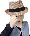 Straw Fedora Sun Hat for Kids Roll 