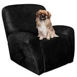 ANARACHON Leather Like Recliner Chair Covers Heavy Duty, 4 Pieces Lazy Boy Recliner Cover for Recliner Chair, Leather Cover for Recliner slipcovers Washable for Pets (Black)