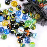 POPLAY Colorful Glass Marbles, 0.63inch Marbles Bulk for Kids Marble Games,DIY and Home Decoration