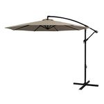 FLAME&SHADE 10 ft Cantilever Offset Outdoor Patio Umbrella with Cross Base Stand, Taupe