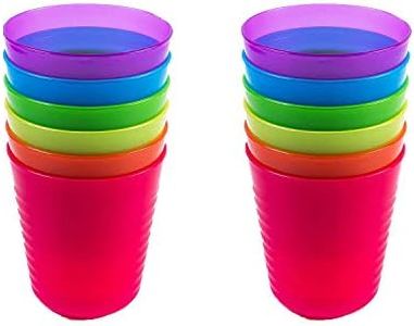 Cuddly Hippo Kids Plastic Dinnerware Set of 12 Multi Color Cups/Tumblers - Reusable, BPA-Free, Dishwasher Safe and Microwaveable