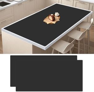 2Pack Large Silicone Mats for Kitchen Counter, 48''x24''(120cmx60cm) Heat Resistant Mat for Kitchen Island, Waterproof Multipurpose Countertop Protector, Black