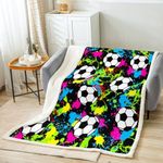 Football Fleece Throw Blanket for Bed Sofa Couch Kids 40"x50" Rugby Sports Tie Dye Plush Blanket Room Decorative Soccer Ball Game Sherpa Blanket Gift for Bed Sofa Couch Football Lover Fuzzy Blanket