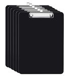 Clipboard Folder, 6 Packs A4 Plastic Clip Boards with Secure Hold for Office & Classroom Supplies - Black