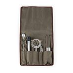 LEGACY - a Picnic Time brand 10-Piece Bar Tool Roll Up Kit, Mixology Bartender Travel Set with Cocktail Accessories, (Khaki)