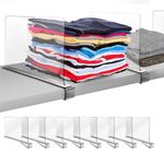 ikaufen Shelf Dividers, 12 Inches Tall Vertical Purse Separators for Closet Perfect for Bedroom, Kitchen and Office Shelves, Adjustable Acrylic Bookshelf for Organization (8 Pack, 12 Inch)