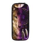 NETILGEN Pencil Cases for Kids Boys Dream Catcher Wolf Pen Bag Holder School Stationery Organizer Makeup Cosmetic Pouch