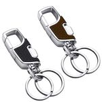 Young4us Key Chain 2 Key Rings Stainless Steel Heavy Duty Car Keychain in Metal The Perfect Combination of Luxury, Will Never Rust, Bend or Break for Men and Women - (Set of 2, Black & Red)