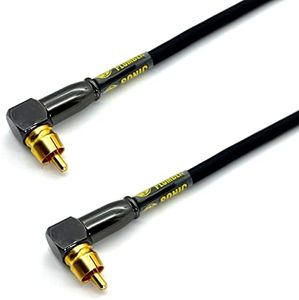 Sonic Plumber Black and Gold RCA Right Angle Interconnect Cable with Cable Tie (1m / 3.28ft)