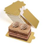 BAKEFY 100 Rectangle Pastry Base 100 PCS Mousse Cake Boards Gold Paper Cupcake Dessert Displays Tray for Home