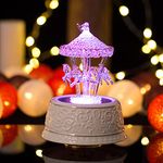 LOVE FOR YOU Gift Wrapped Music Box Crystal Carousel Horse Musical Unicorn Color Lights for Girls and Women Baby Sister Niece Daughter Mom Granddaughter Grandma Christmas Birthday Presents Gifts