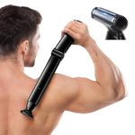 FERRISA Electric Back Shaver with Interchangeable Heads – Long Handle for Men with Shock Absorber Flex Heads, Includes Facial Razor & 10 Blades (Black)