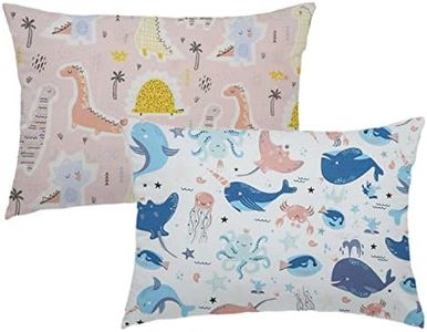 Baby Toddler Pillowcase,2 Packs 100% Cotton Pillow Cover for Kids Bedding,15x23 Pillowslip Case for Sleeping Fits Pillows Sized 13x18 or 14x19,Envelope Closure Travel Pillow Pillowcase