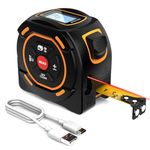 GOYOJO Digital Laser Tape Measure with Type-C Charging, 131/197-ft Laser & 16-ft Tape Measure, Auto Lock, 40M