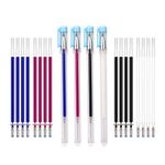 AIEX 4 Colors Heat Erasable Pens Fabric Marking Pens with 20 Refills for Quilting Sewing, Dressmaking, Fabrics, Tailors Sewing with Cap (Blue)