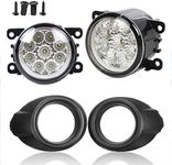 GSRECY 2012-2014 for Ford Focus Bumper 9 LED Fog Lights Driving Lamps w/Bezel+Black Grille Cover