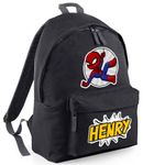 Superhero Bag, Personalised Backpack, Gift For Kids, Boy, man Cartton Bag, Birthday, Christmas Fashion Backpack for Nursery, Bookbags, Rucksack Shoulder Bag. (Black)