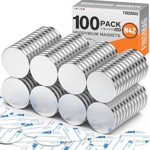 FINDMAG Magnets with Double-Sided Adhesive, Magnets for Office, Fidge, 100 Pack