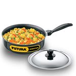 Hawkins Futura Nonstick Curry Pan (Saute Pan) with Stainless Steel Lid, Capacity 3.25 Litre, Diameter 24 cm, Thickness 3.25 mm, Black (NCP325S)
