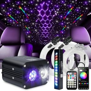 Starlight Headliner Kit,Twinkle + Music Sync Dual Color Fiber Optic Star Ceiling Lights with APP Remote Control, RGBW Shooting Star Lights for Car Home Ceiling Decor, 1000pcs 9.8ft