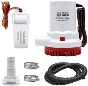 AIRTAK 2000GPH 12V Automatic Bilge Pump Kit with Float Switch - Includes 6FT Kink-Free PVC Hose,2 Stainless Steel Clamps & Thru-Hull Fitting - Ideal for Boats, Yachts, and Marine Applications