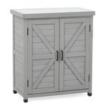 Mederla Wooden Potting Bench Table and Storage Cabinet with Metal Top for Outdoor/Indoor