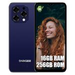 DOOGEE N55 PRO Mobile Phone (2024), Android 14 Phone Unlocked, 16GB+256GB/1TB, 5150mAh, 6.56 HD+ Display, Octa-core 2.0GHz, 4G Dual Sim Free Unlocked, Face Unlocked, OTG, GPS Blue