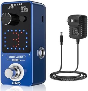 LEKATO Looper Pedal, Guitar Looper Pedal Set with 9V 0.6A Pedal Power Supply Adapter and USB Cable, Effect Guitar Loop Pedal with SYNC & Tuner Function Loop Pedal 3 Loops 18 Minutes Record Time(Blue)