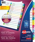 AVERY Customizable Table of Contents Dividers, Ready Index Binder Dividers, Multi-Colour, 1-15 Tabs, 1 Set (11845)