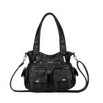 KL928 Purses and Handbags for Women Large Hobo Shoulder Bags Soft PU Leather Multi-Pocket Tote Bag, Small#black