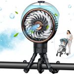 Dancial Misting Stroller Fan, Clip-on Personal Desk Fan with Flexible Tripod, 3 Speeds USB Rechargeable Fan, Battery Portable Handheld Fan for baby Stroller, Camping, Tent, Beach, Office Black