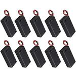 YIXISI 10 PCS 2×1.5V 3V AA Battery Holder Case, Plastic Battery Storage Box with Case Cover, ON/OFF Switch and Wire Leads, Black