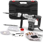 XtremepowerUS 1400W Demolition Electric Jack Hammer Concrete Breaker Trigger Lock with (2) Chisel Bit with Carrying Case