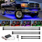 LEDGlow 6pc Million Color Multi-Color Truck LED Underbody Underglow Accent Lighting Kit - 18 Solid Colors - 12 Unique Patterns - Music Mode - Water Resistant - Includes Control Box & Remote