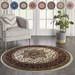 cozily Vintage Traditional Oriental Rome Style Anti Fatigue Turkish Mat Washable Jute Backing Round Area Rugs for Hallway Kitchen Living Room Office Bedroom Aisle Corridor (120x120, Cream)