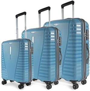 Aristocrat Polypropylene (PP) Airpro Set of 3 Hard Carry-On Spinner Suitcase (55+66+76Cm) Check-in Luggage Lightweight Luggage with 8 Strong Wheels, Secured Zip&Secured Combination Lock Cross Teal