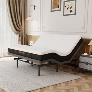 ESHINE 3100 Series Adjustable Bed with 10 inch Ultra-Plush White Memory Foam Mattress - King