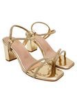 Shoetopia womens Heel-1246 Golden Heeled Sandal - 8 UK (Heel-1246-Golden)