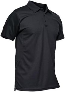 TACVASEN Men's Polo Shirt Short Sleeve Moisture Wicking Pique Casual Workout Golf T Shirt Summer Black 2XL